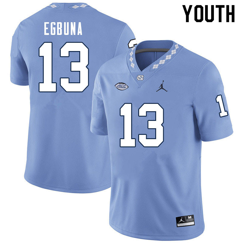 Youth #13 Obi Egbuna North Carolina Tar Heels College Football Jerseys Sale-Carolina Blue